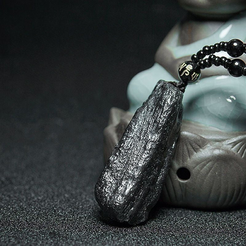 Natural iron silicide meteorite raw stone necklace
