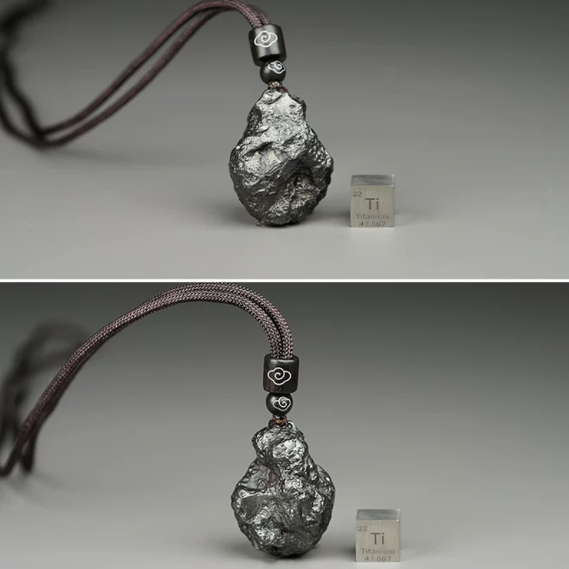 Natural iron silicide meteorite raw stone necklace