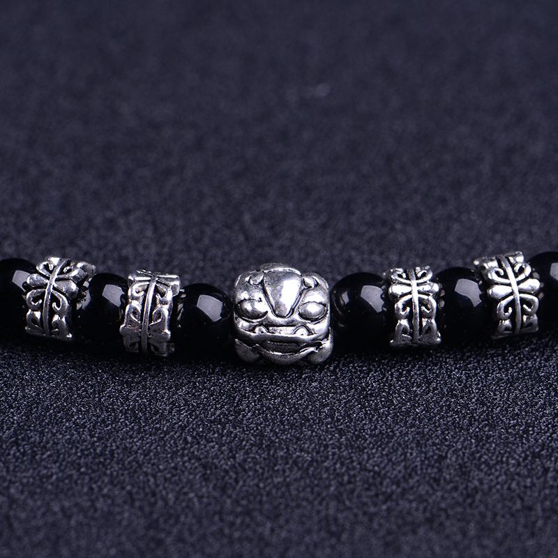 Natural obsidian silver bracelet - brings wealth.
