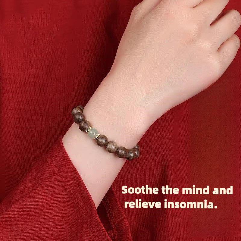 Natural Hetian jade agarwood bracelet
