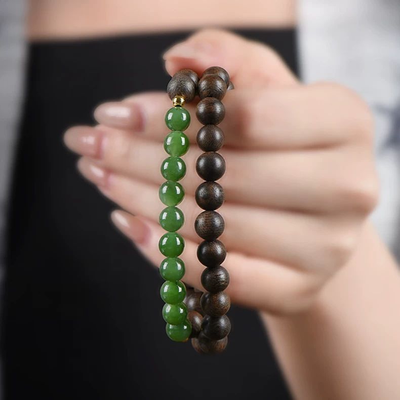 Vietnam Nha Trang Agarwood —Hetian Jade Energy Bracelet