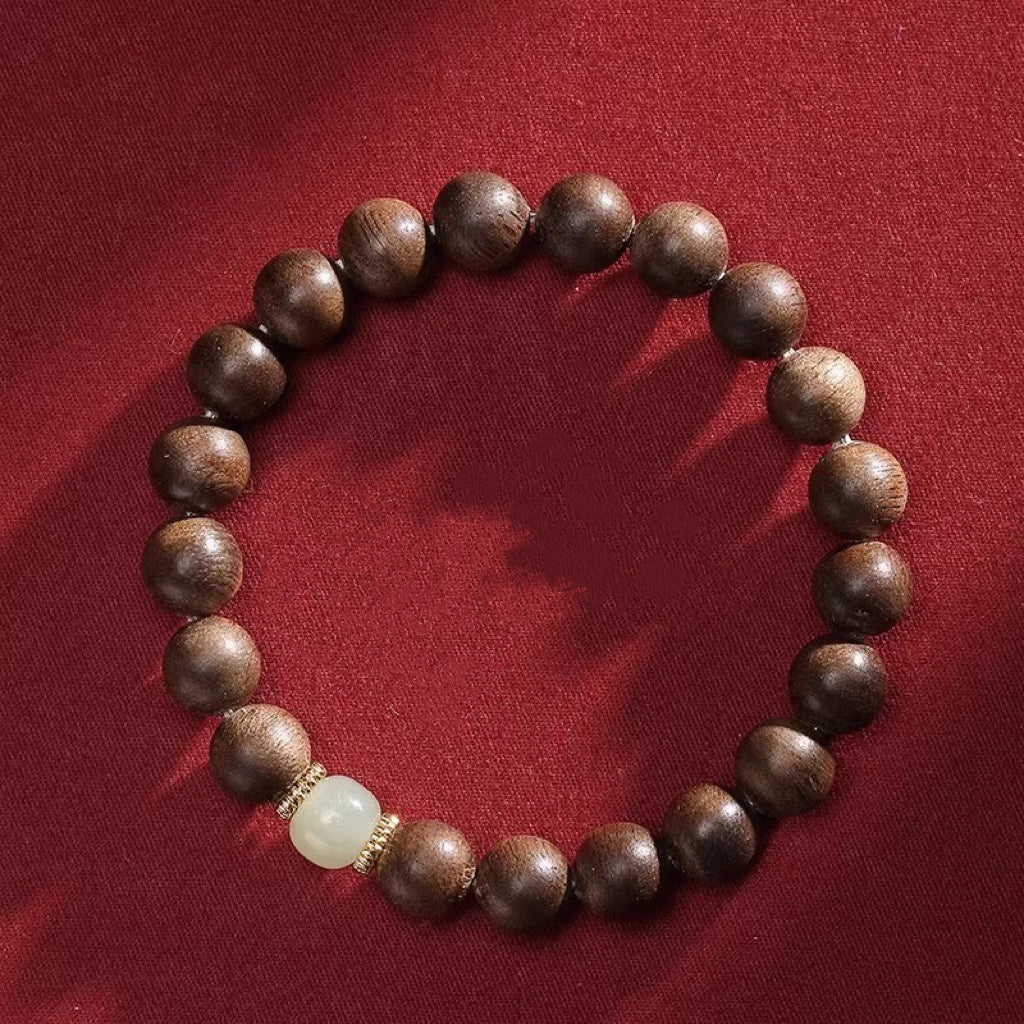 Natural Hetian jade agarwood bracelet