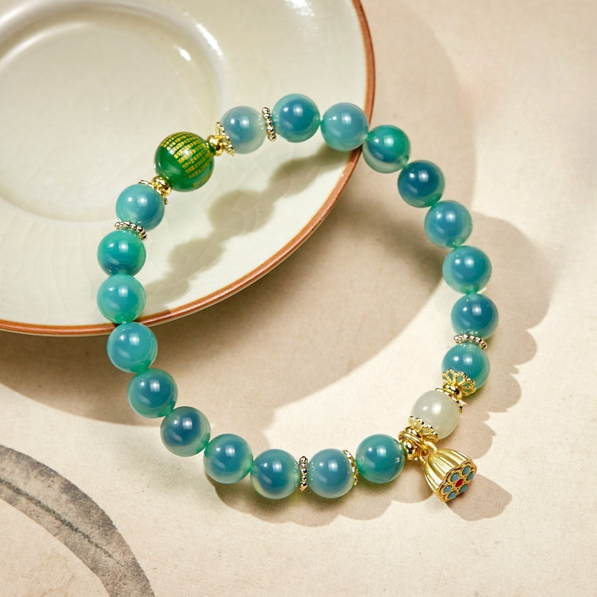 Lotus Seed Candy Agate Bracelet   Crystal Clear Beauty  Continuous Luck