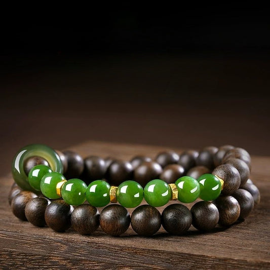 Vietnam Nha Trang Agarwood —Hetian Jade Energy Bracelet