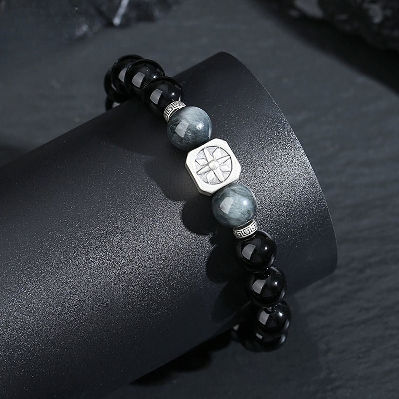 Hawk’s Eye Sterling Silver Starburst Bracelet   Sun Moon Companion, Freedom’s Light