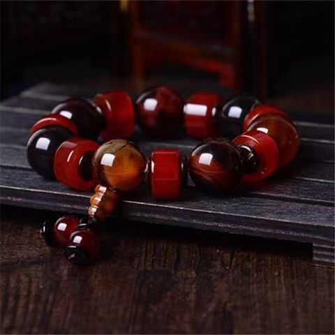 Rare Red Dreamy Agate Bracelet – handcrafted men’s energy bracelet for luck, wealth, and protection.
