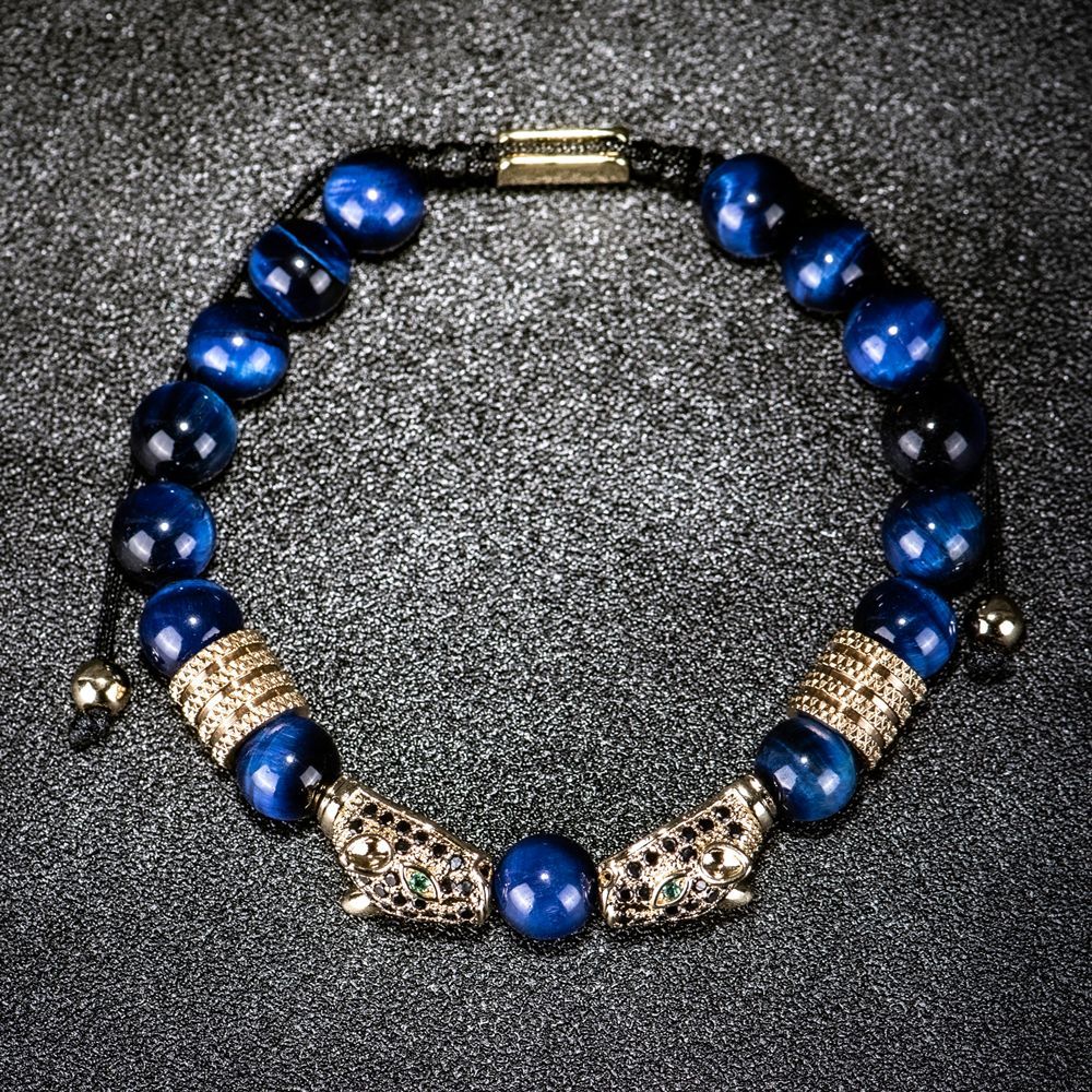 Tiger’s Eye Obsidian Leopard Bracelet – Embrace the Spirit of the Warrior