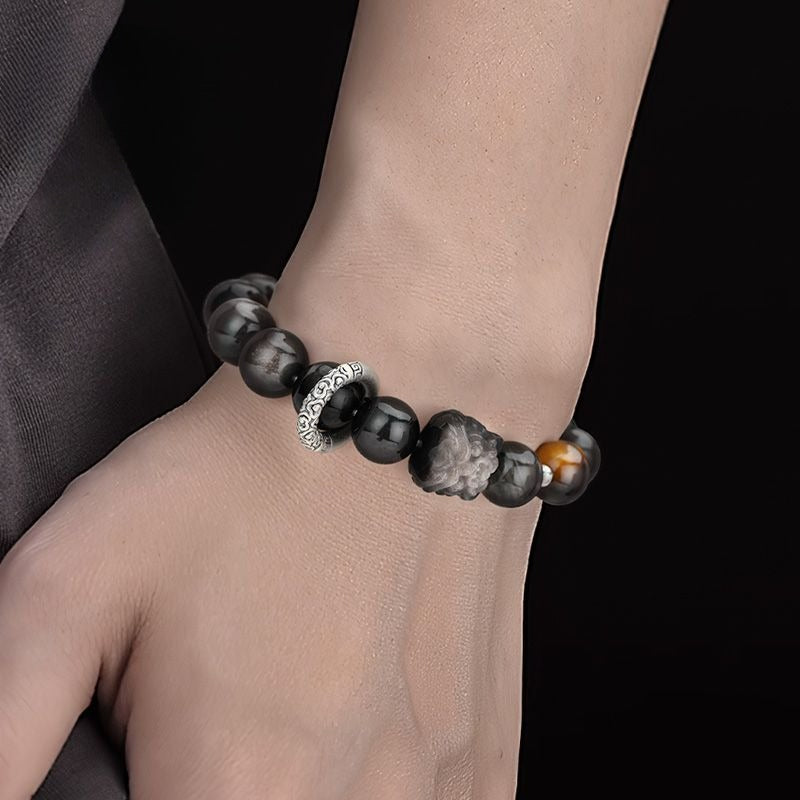 Fortune-Bringing Silver Lion Charm Bracelet