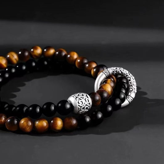 Tiger-eye stone sterling silver bracelet – Attract Wealth