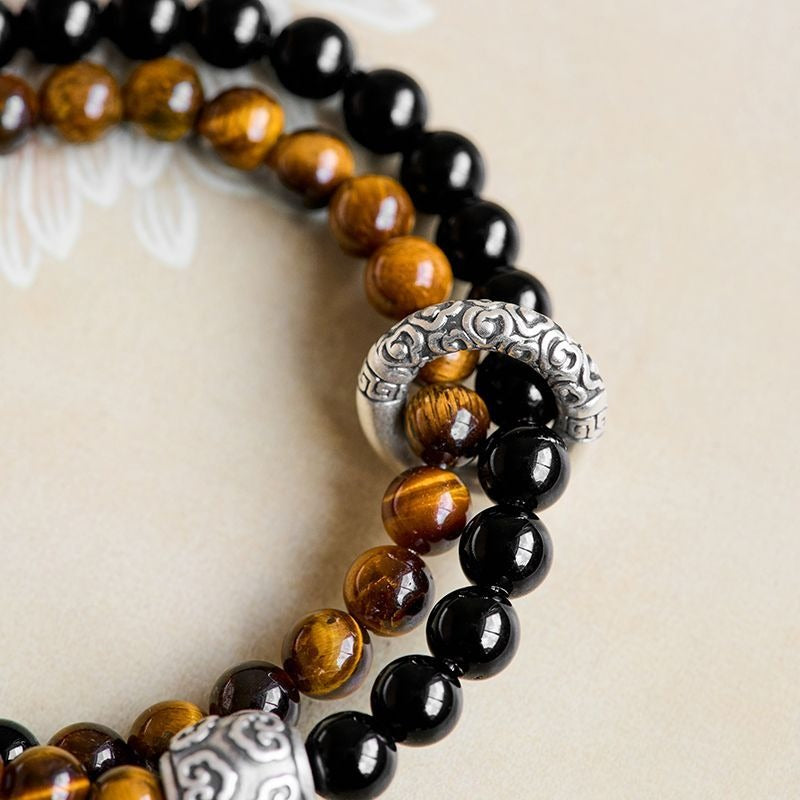 Tiger-eye stone sterling silver bracelet – Attract Wealth