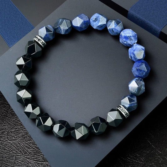 Blue Sodalite Black Onyx Bracelet Luck · Courage · Calm Energy