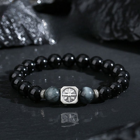 Hawk’s Eye Sterling Silver Starburst Bracelet   Sun Moon Companion, Freedom’s Light