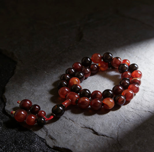 Luxury 33-Bead Red & Black Agate Tasbih – Premium Handmade Misbaha with Natural Gemstones