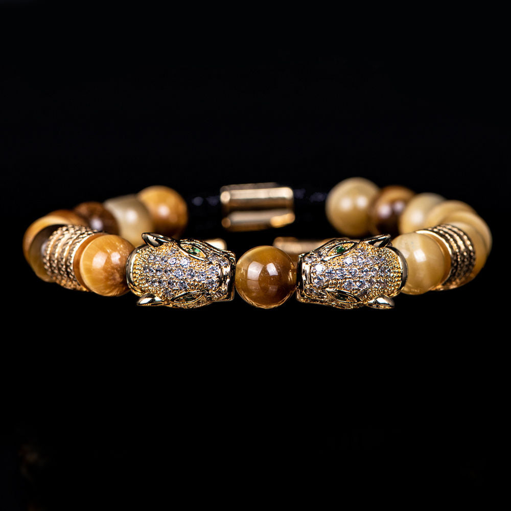 Tiger’s Eye Obsidian Leopard Bracelet – Embrace the Spirit of the Warrior