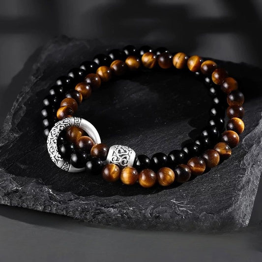 Tiger-eye stone sterling silver bracelet – Attract Wealth