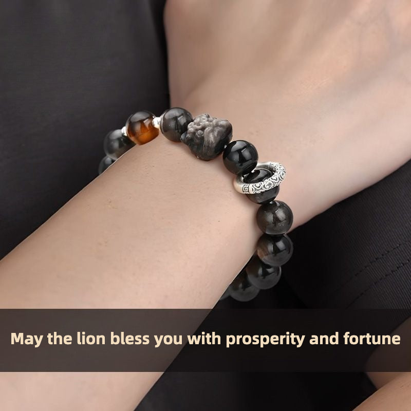 Fortune-Bringing Silver Lion Charm Bracelet