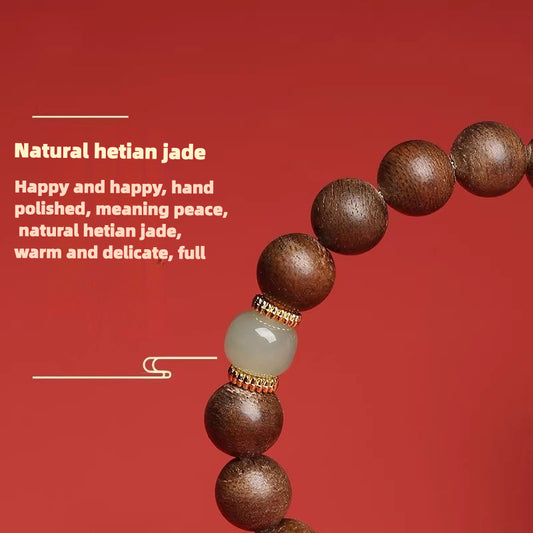 Natural Hetian jade agarwood bracelet