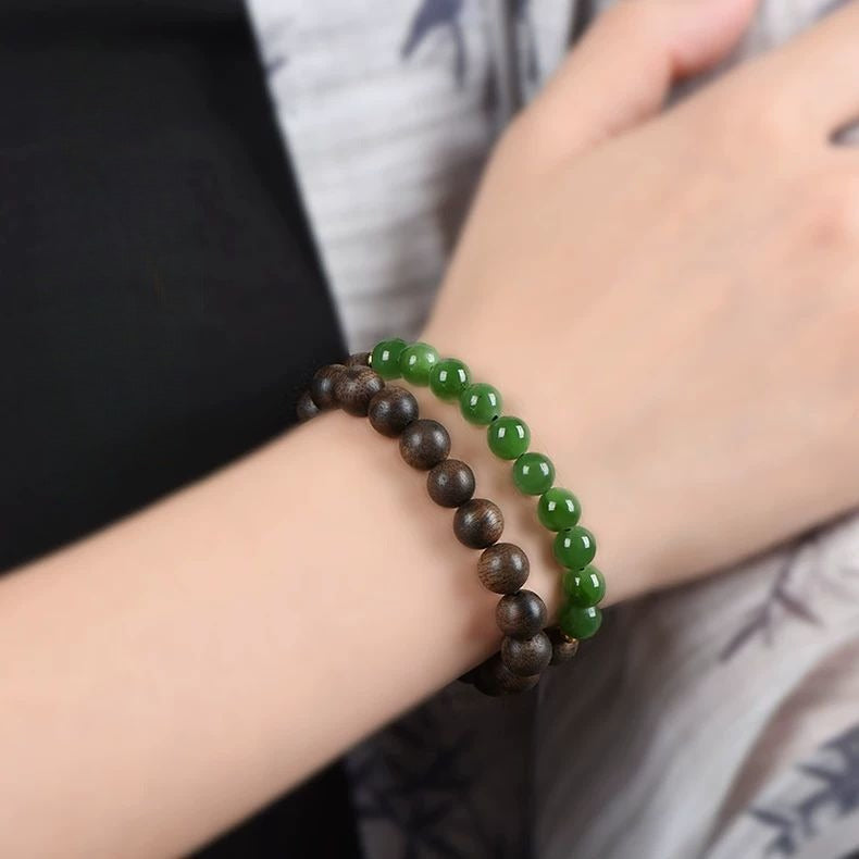 Vietnam Nha Trang Agarwood —Hetian Jade Energy Bracelet