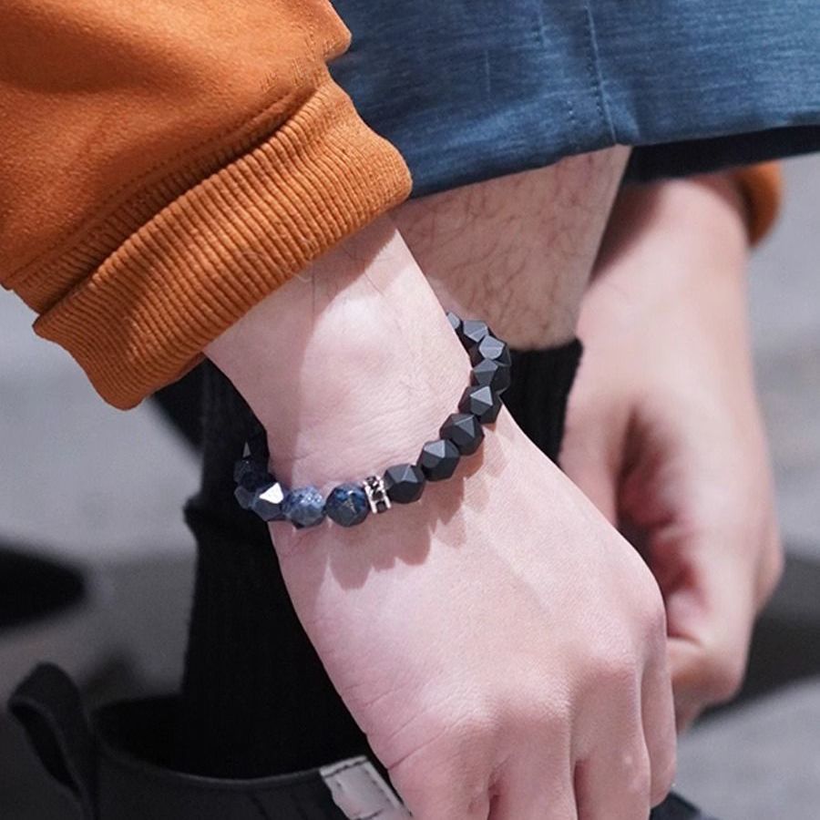 Blue Sodalite Black Onyx Bracelet Luck · Courage · Calm Energy