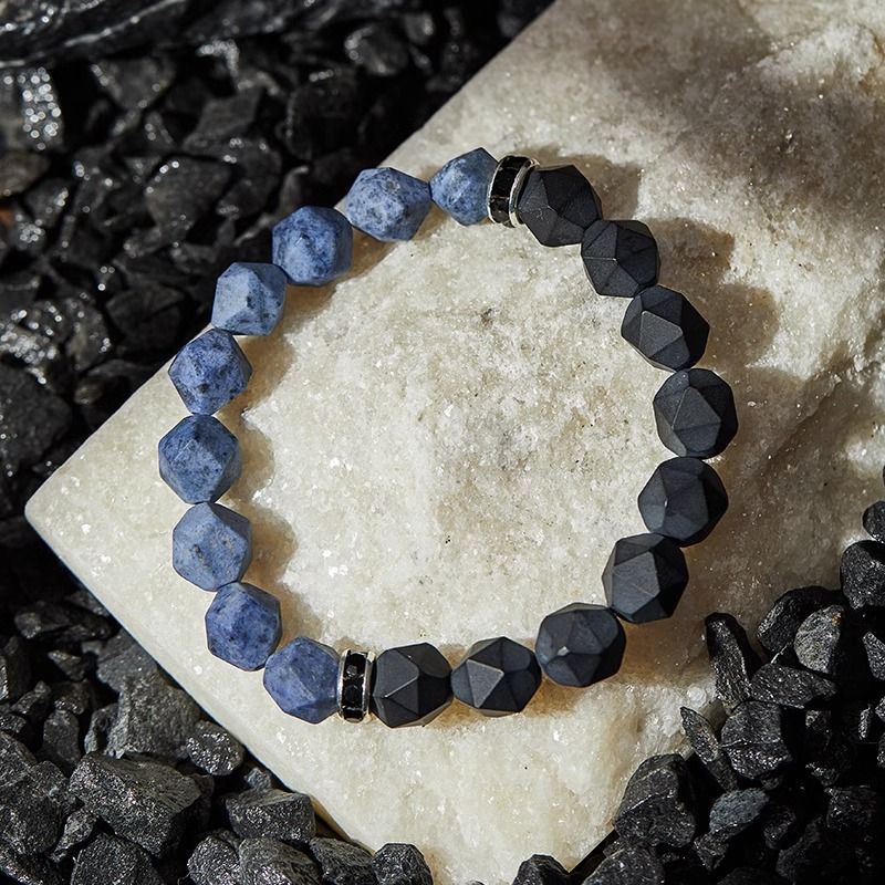 Blue Sodalite Black Onyx Bracelet Luck · Courage · Calm Energy