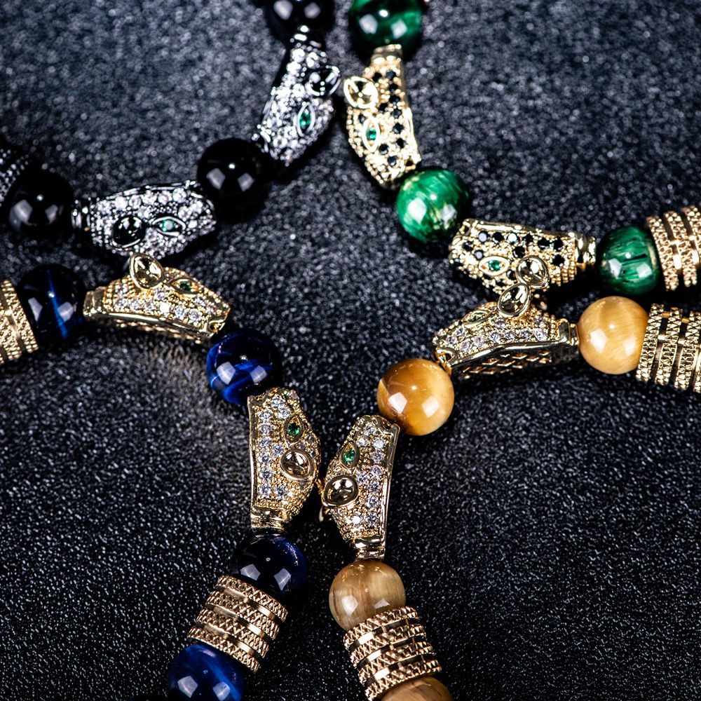 Tiger’s Eye Obsidian Leopard Bracelet – Embrace the Spirit of the Warrior