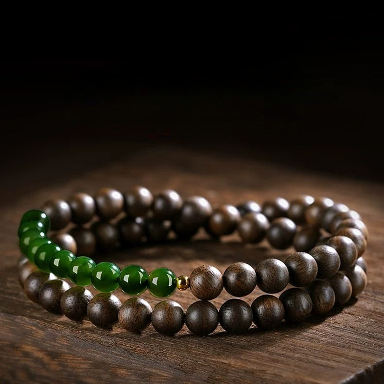 Vietnam Nha Trang Agarwood —Hetian Jade Energy Bracelet