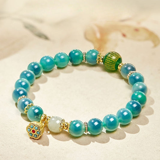 Lotus Seed Candy Agate Bracelet   Crystal Clear Beauty  Continuous Luck