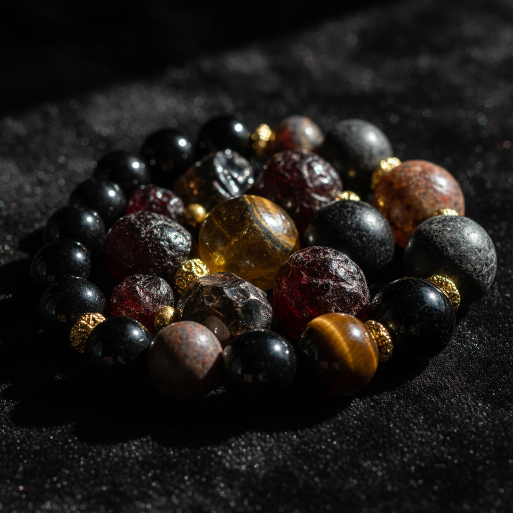 Natural dark gemstone beads macro photography for custom jewelry